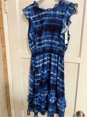 Aqua Blue Tie-Dye Ruffle dress